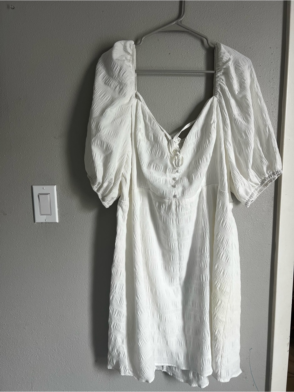 SHEIN White Puff Sleeve Mini Dress